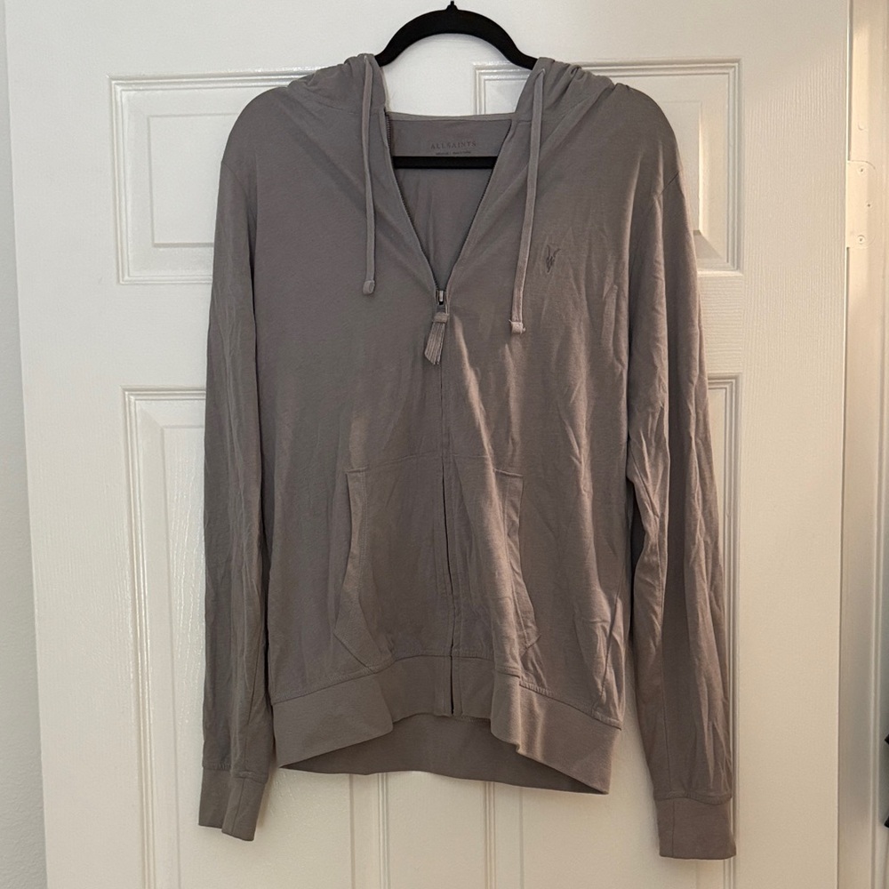 All Saints Grey Zip-Up Men's Sweater